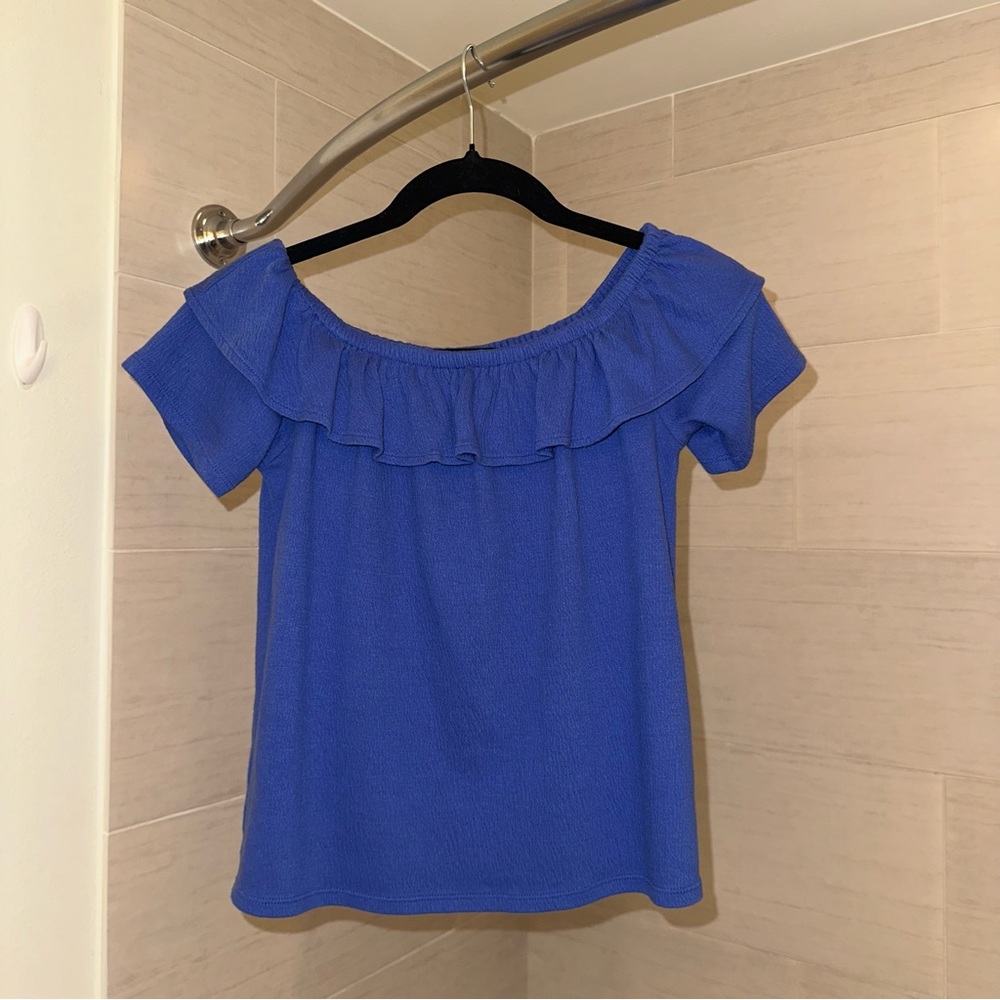 LOFT Blue Ruffled Blouse
